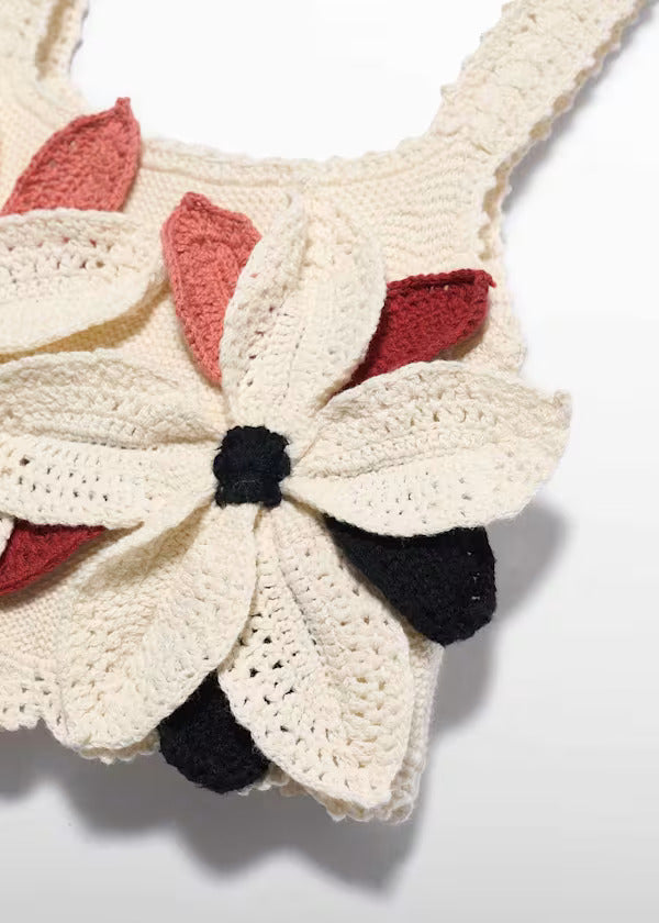 Abel & Lula Girls Crochet Flower Top   5172-4   Crema