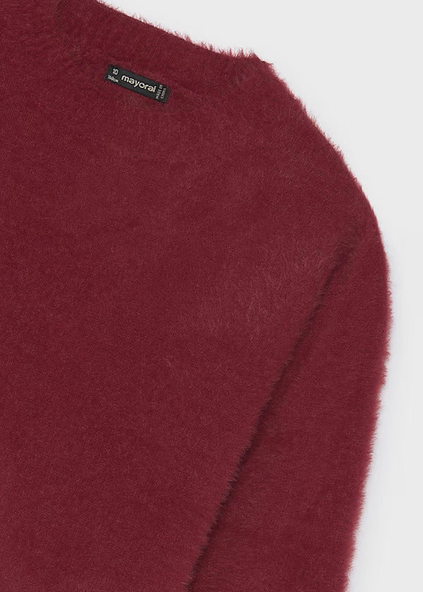 Mayoral Girls Long Sleeve Knit Sweater   7338-22   Granate
