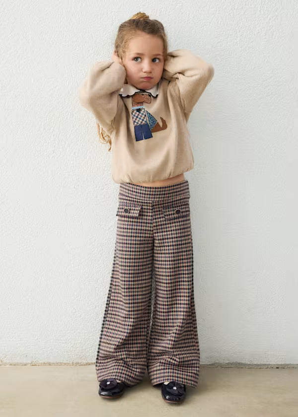Mayoral Girls Jacquard Knit Pants   4522-66   Canela