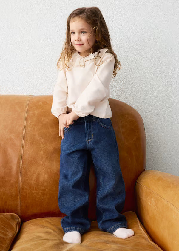 Mayoral Girls Bedazzled Denim Pant   4520-36   Oscuro