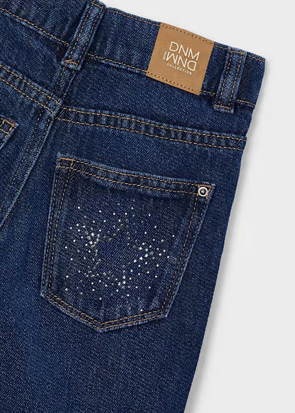 Mayoral Girls Bedazzled Denim Pant   4520-36   Oscuro
