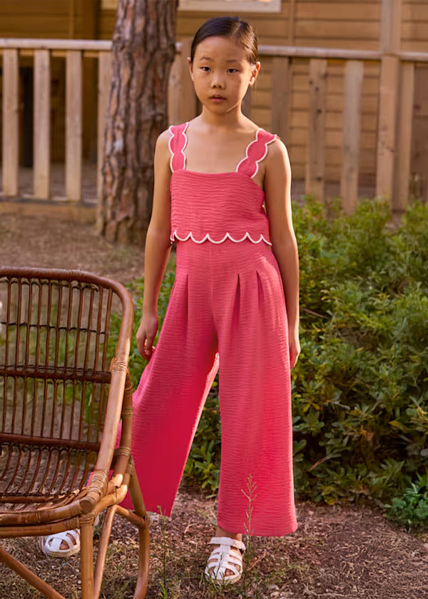 Mayoral Girls Fancy Jumpsuit   6872-78   Coral