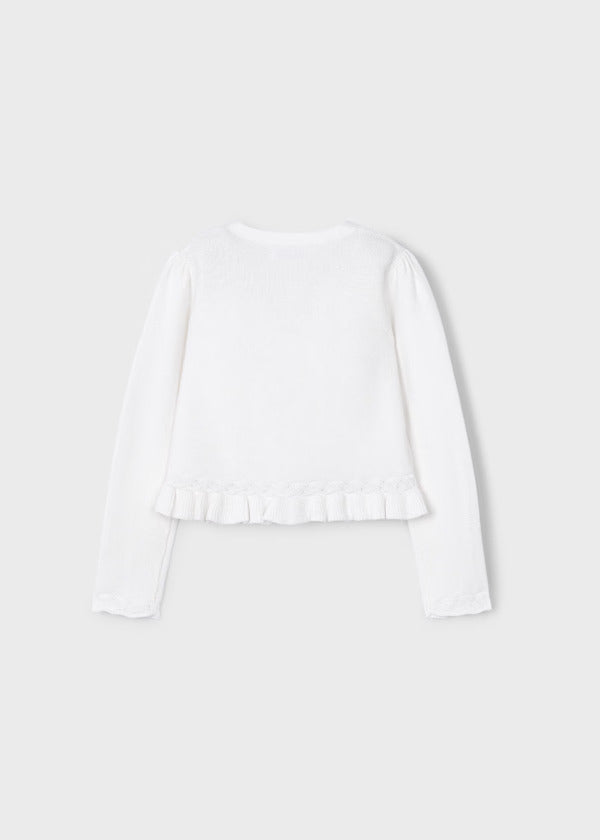 Mayoral Girls Fancy Cardigan    3374-84   Blanco
