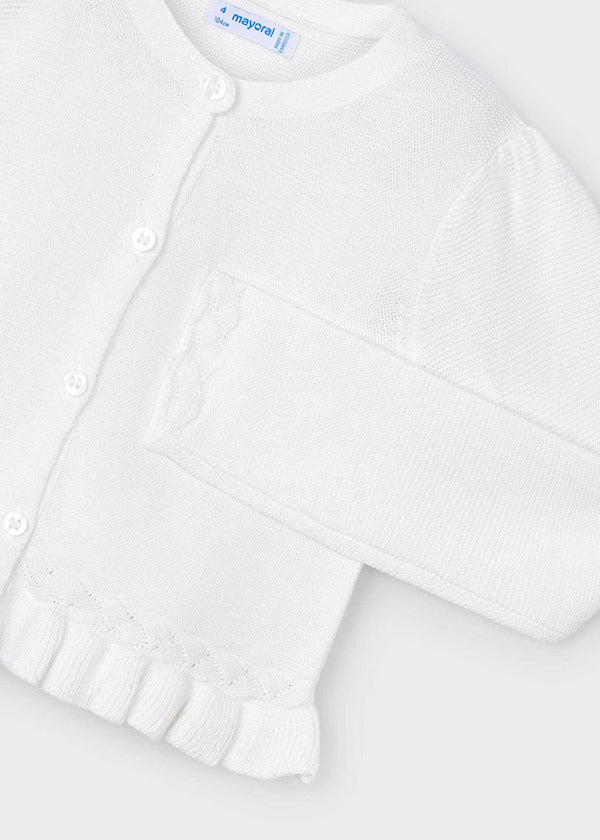 Mayoral Girls Fancy Cardigan    3374-84   Blanco