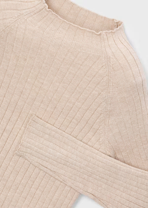 Mayoral Girls Knit Mockneck   4026-73   Quinoa Mez