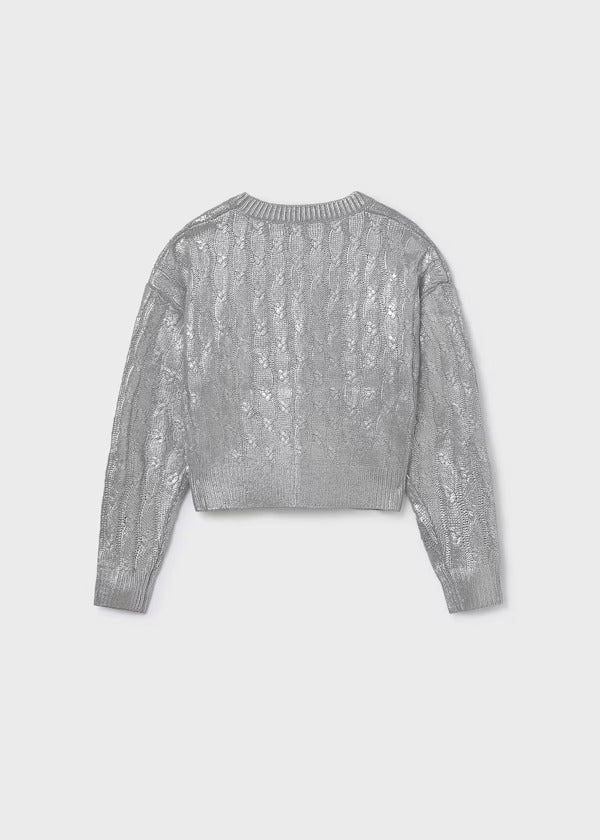 Mayoral Girls Knit Crewneck Sweater   7309-35   Plata Vig **