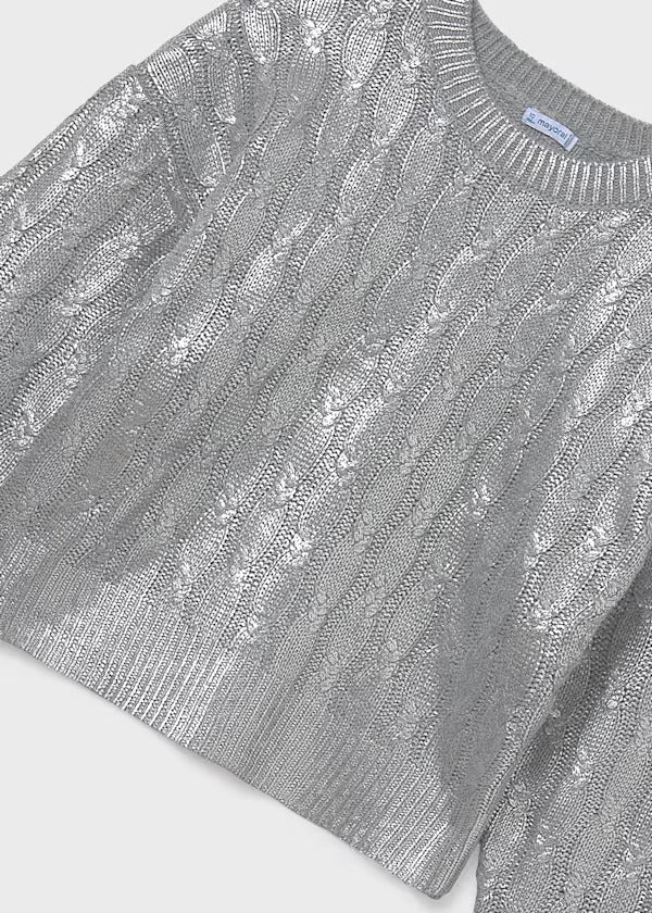 Mayoral Girls Knit Crewneck Sweater   7309-35   Plata Vig **