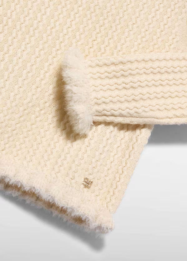 Abel & Lula Girls Knit Sweater With Cable Design   5804-65   Marfil