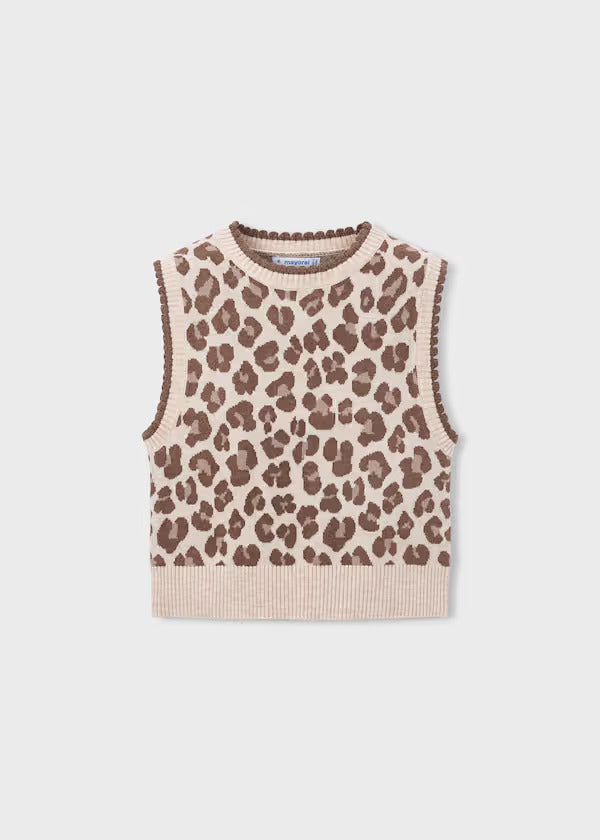Mayoral Girls Knit Vest    4329-70   Castana
