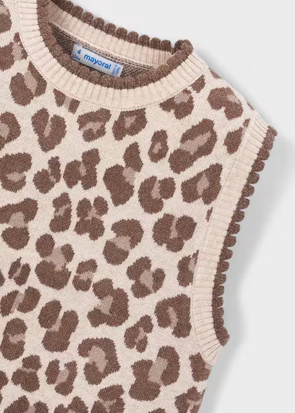 Mayoral Girls Knit Vest    4329-70   Castana