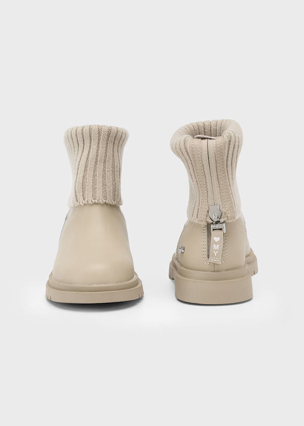 Mayoral Girls Leather & Knit Boots   44.570 + 46.570   Arena