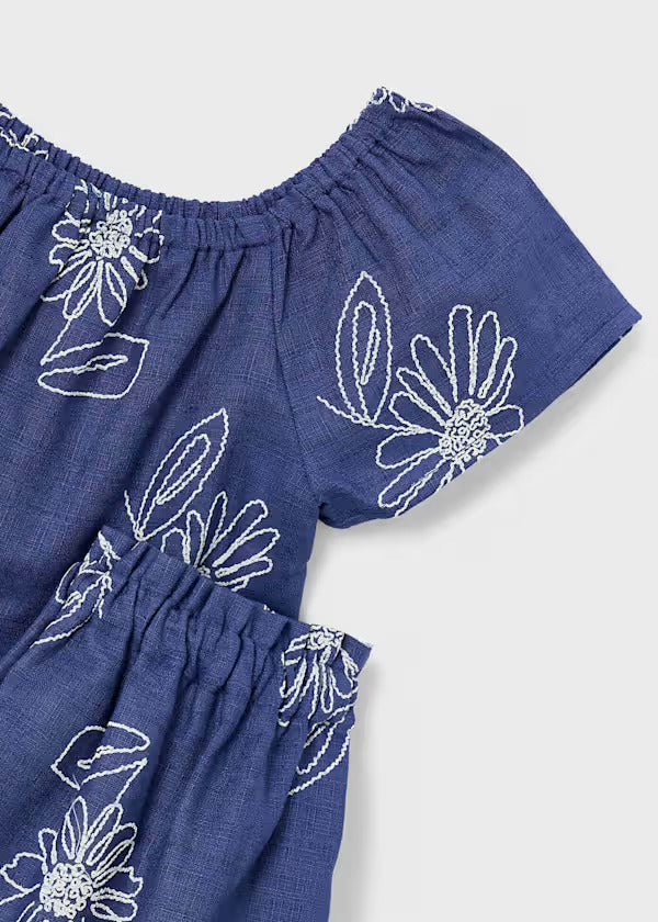 Mayoral Girls Linen 2 Pce. Skirt Set   3947-58   Porcelana