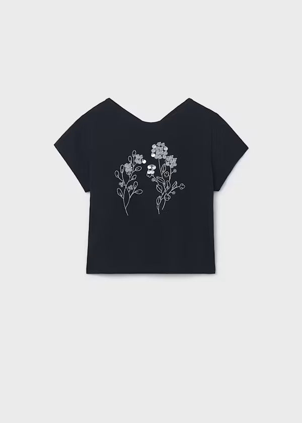 Mayoral Girls Short Sleeve Tee   6002-92   Black