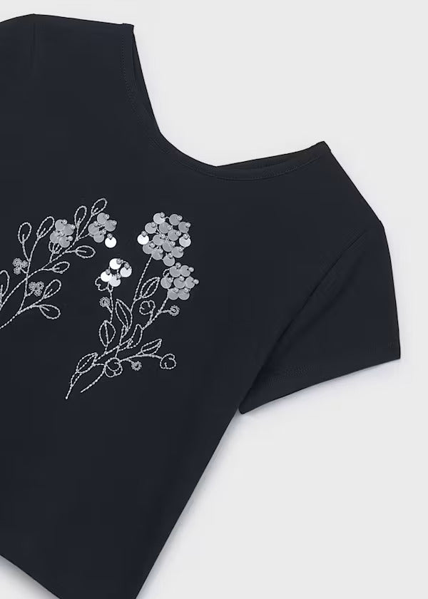 Mayoral Girls Short Sleeve Tee   6002-92   Black
