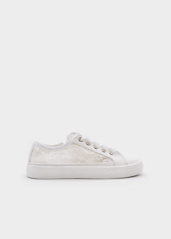 Mayoral Girls Sneaker With Lace Details   43725-10  &  45725-10     White