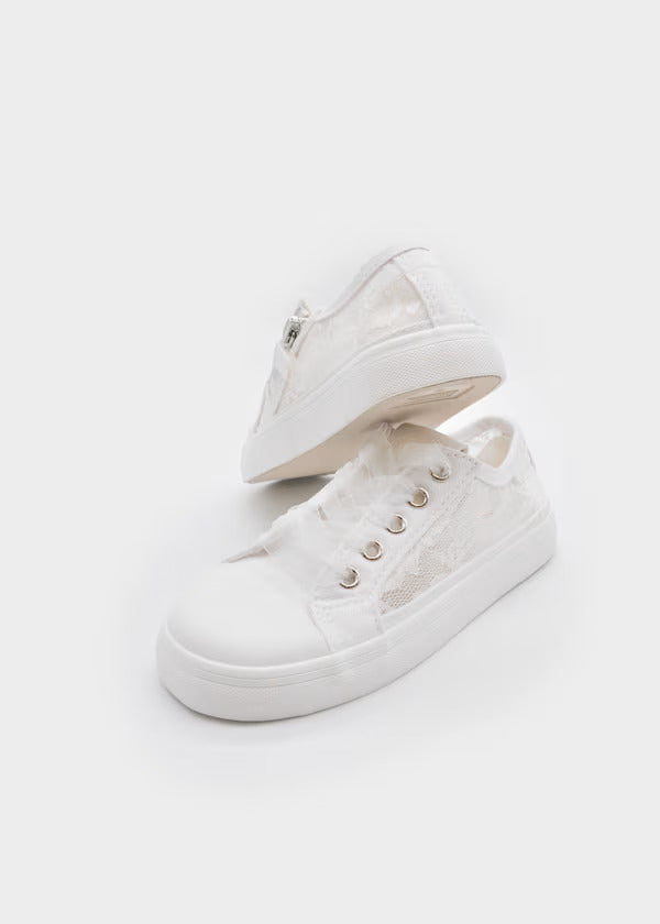 Mayoral Girls Sneaker With Lace Details   43725-10  &  45725-10     White