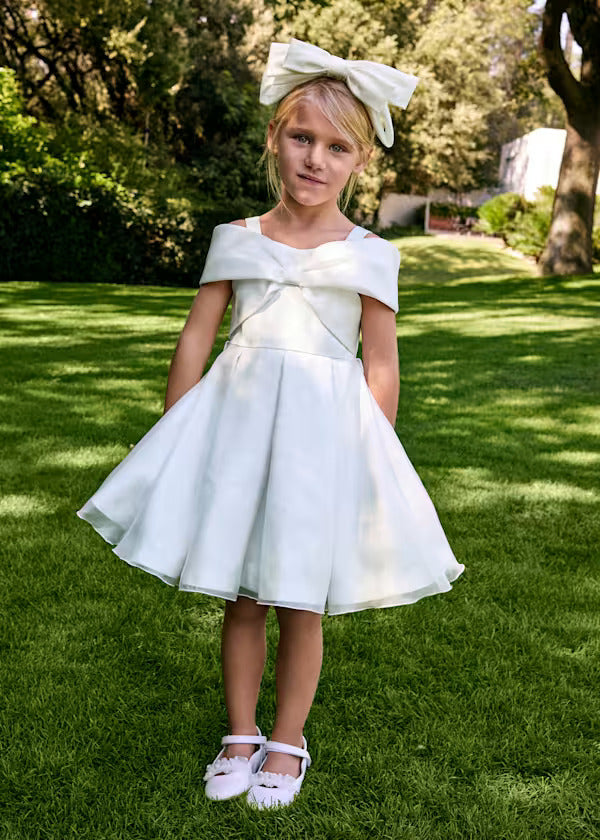 Abel & Lula Girls Organza Bow Dress   5031-50   Nata**