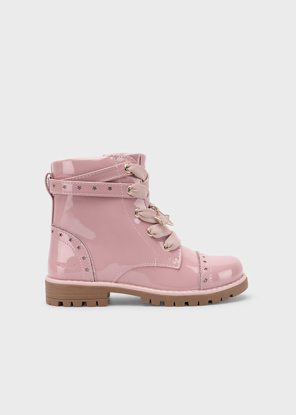 Mayoral Girls Patent Leather Biker Boot    44566-49   Rosa