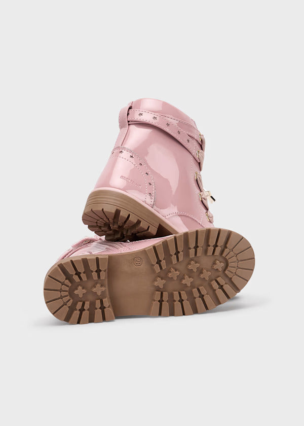 Mayoral Girls Patent Leather Biker Boot    44566-49   Rosa