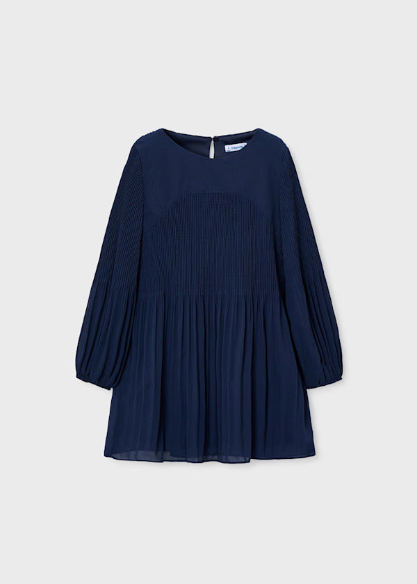Mayoral Girls Pleated Dress   4922-40   Marino