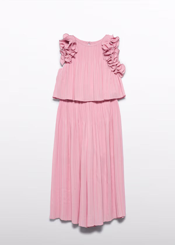 Abel & Lula Pleated Chiffon Pant Set    5285-35   Rosa