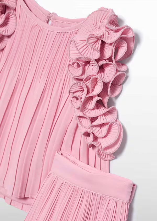 Abel & Lula Pleated Chiffon Pant Set    5285-35   Rosa