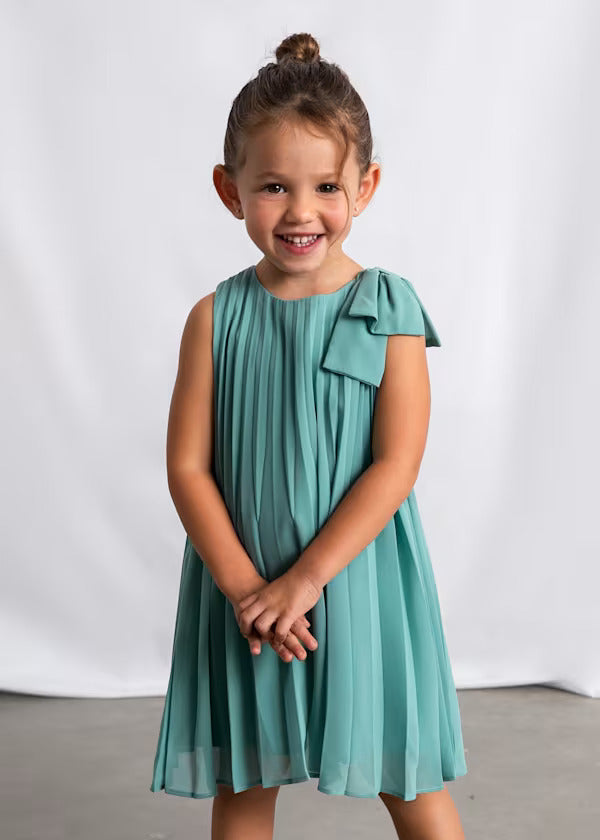 Mayoral Girls Pleated Dress   3920-85  Menta