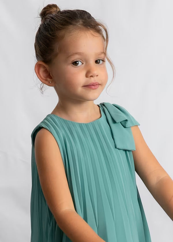 Mayoral Girls Pleated Dress   3920-85  Menta