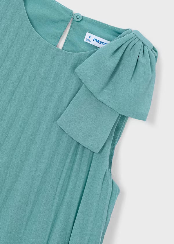 Mayoral Girls Pleated Dress   3920-85  Menta