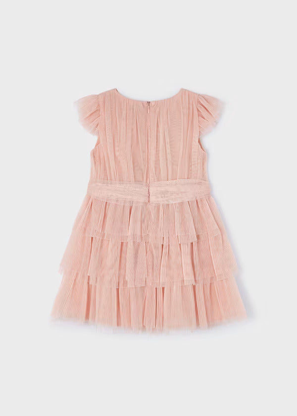 Mayoral Girls Pleated Tulle Dress  3912-54  Nude *