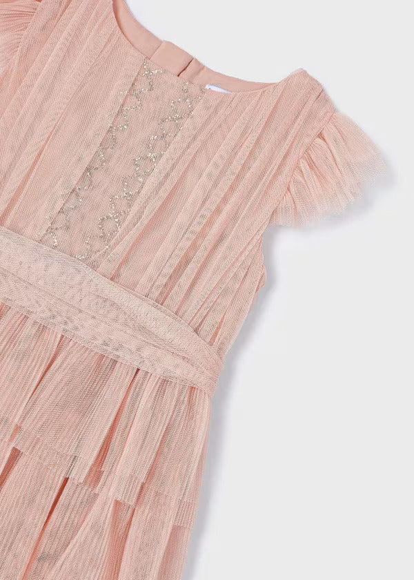 Mayoral Girls Pleated Tulle Dress  3912-54  Nude *