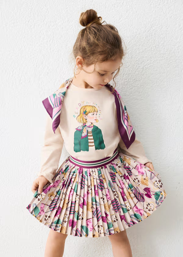 Mayoral Girls Pleated Skirt   4903-82   Botella