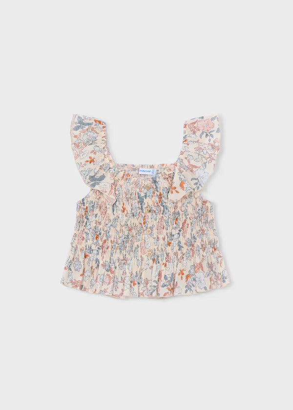 Mayoral Girls Printed Smock Top   3028-51   Salmon