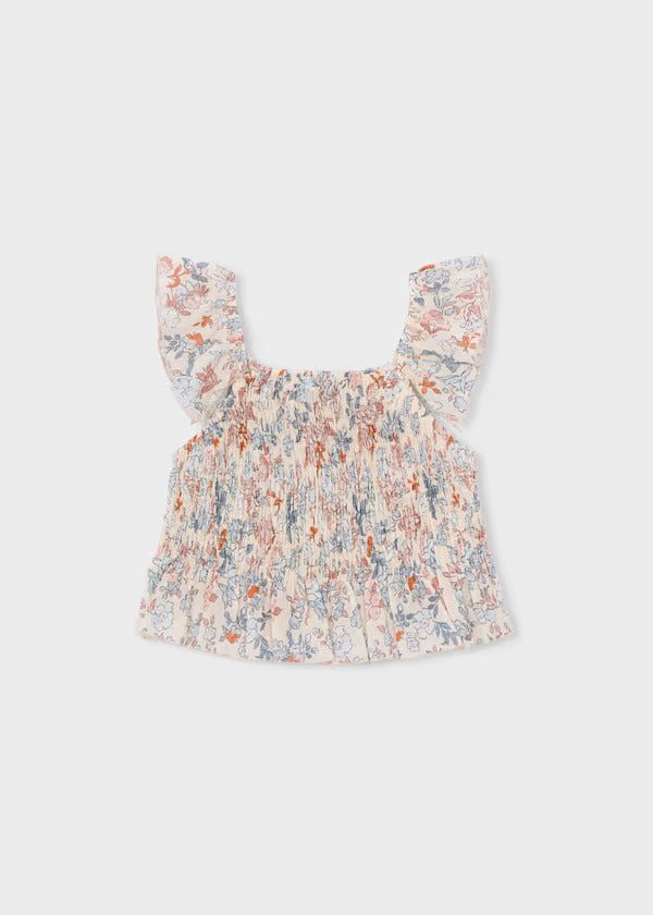 Mayoral Girls Printed Smock Top   3028-51   Salmon