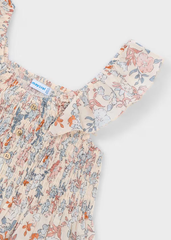Mayoral Girls Printed Smock Top   3028-51   Salmon