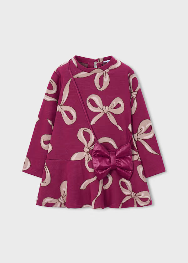 Mayoral Girls Jacquard Knit Dress With Purse   4912-11   Framboise