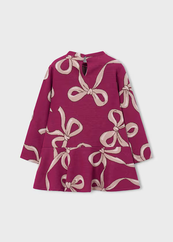Mayoral Girls Jacquard Knit Dress With Purse   4912-11   Framboise