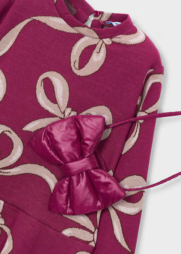 Mayoral Girls Jacquard Knit Dress With Purse   4912-11   Framboise