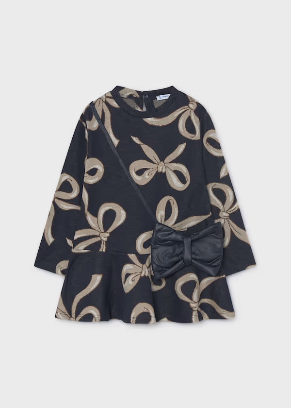 Mayoral Girls Jacquard Dress With Purse   4912-12   Marino
