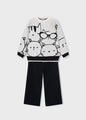 Mayoral Girls 2 Pce. Knit Sweater & Trouser Set   4583-92   Black