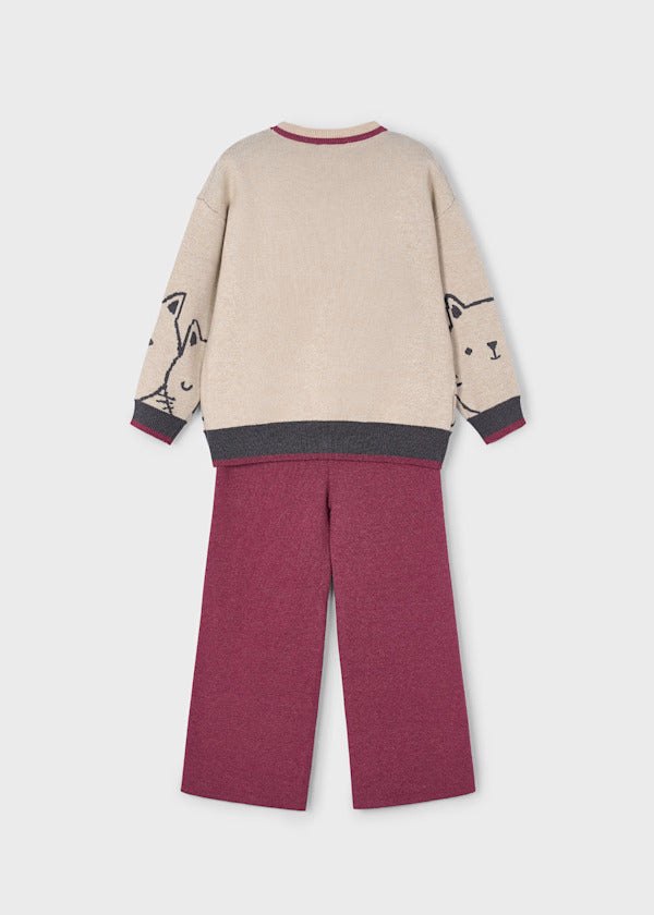 Mayoral Girls Knit Trouser Set   4583-91   Cereza Mez **