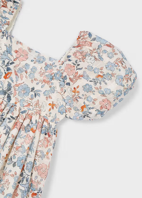 Mayoral Girls Floral Print Dress  3928-20   Salmon