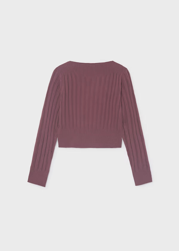 Mayoral Girls Ribbed Knit Top   7066-75   Granate