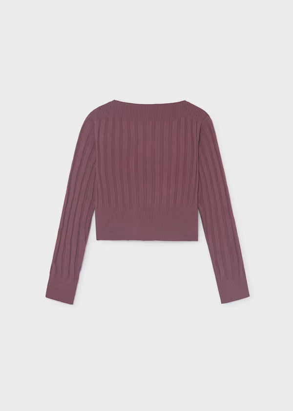 Mayoral Girls Ribbed Knit Top   7066-75   Granate