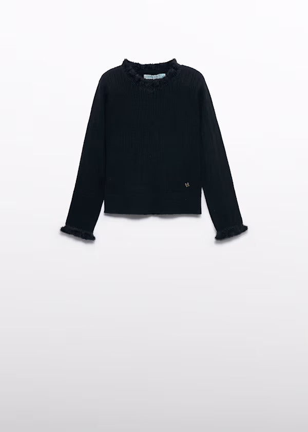 Abel & Lula Girls Knit Turtleneck   5835-84   Black