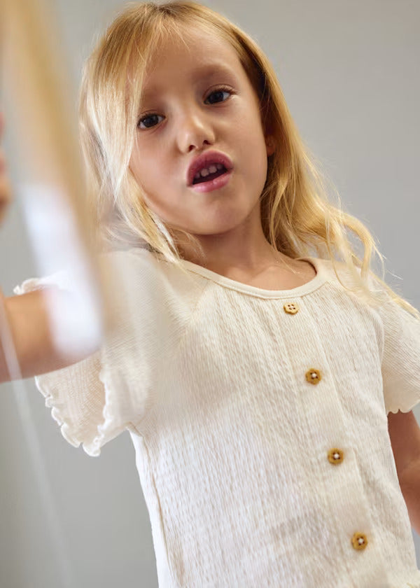 Mayoral Girls Short Sleeve Tee   3014-15   Hueso