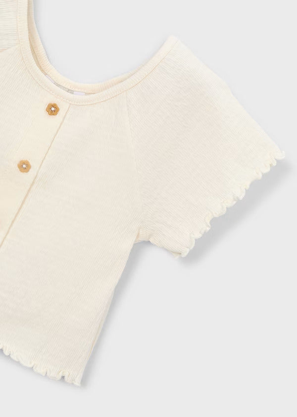 Mayoral Girls Short Sleeve Tee   3014-15   Hueso