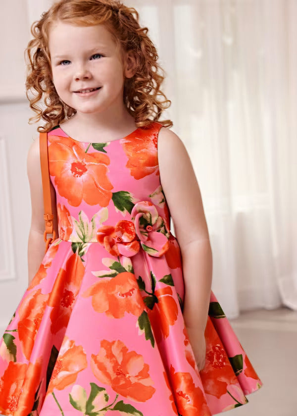 Abel & Lula Satin Printed Dress  5060-5  Fuschia *