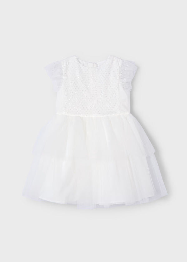 Mayoral Girls Tulle Sequin Dress   3914-51   Crudo **