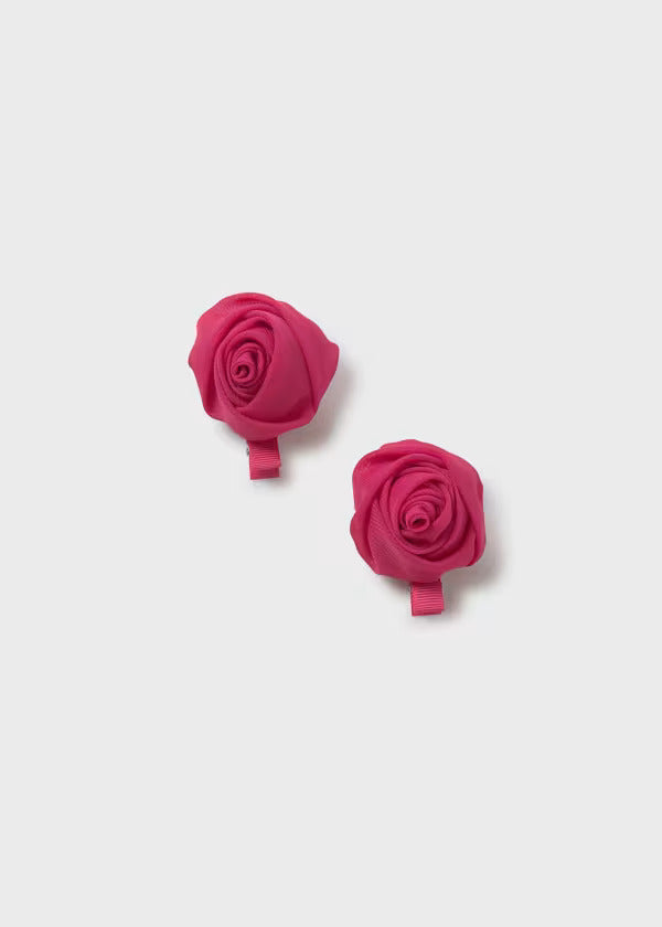 Abel & Lula Chiffon Flower Hair Clip Set Of 2  5411-11  Fucsia *